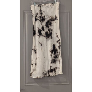 Women's STATESIDE Tie-Dye Midi Skirt L White Black